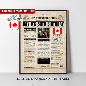 Personalized 50th Birthday Gift for Husband Wife, Back in 1975 Newspaper Poster Sign, 50th Birthday Gift for Him Her 50th Birthday CANADA