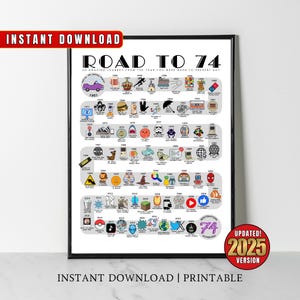 Póster de cumpleaños de 1951, Ruta al 74, Regalo de cumpleaños número 74, Decoración de fiesta del 74, Camino al 74 hace 74 años en 1951 Imprimible, Nacido en 1951