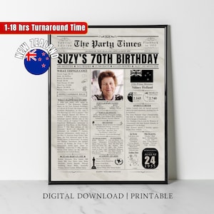 Personalisierter 1955 IN NEUSEELAND 70. Geburtstag Zeitungsdruck Kiwi 70. Geburtstag Geschenk für Oma Opa Mama Papa Ihm Ihre Männer Frauen Poster
