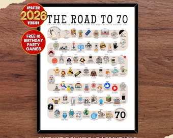 The Road to 70, 1956 Birthday Poster, 70th Birthday Gift, 70th Party Decor, Route to 70 Years Ago Back In 1956 | DIGITAL FILE PRINTABLE