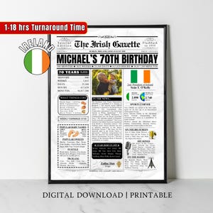 70.Geburtstag Geschenk für Oma und Opa, 1955 Geburtstag Poster, 70.Geburtstag Zeitungsschild, vor 70 Jahre zurück in 1955 Highlights Irland