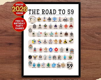 The Road to 59, 1967 Birthday Poster, 59th Birthday Gift, 59th Party Decor, Route to 59 Years Ago Back In 1967 | DIGITAL FILE PRINTABLE