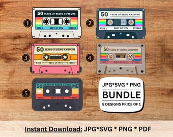 Kassetten zum 50. Geburtstag, Best Of 1976 Kassette Tape, 50 Jahre Geburtstag Party Dekor, Geboren im Jahr 1976, DIGITAL DOWNLOAD Cricut