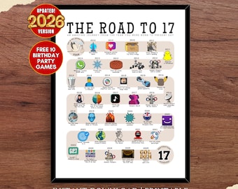 The Road to 17, 2009 Birthday Poster, 17th Birthday Gift, 17th Party Decor, Route to 17 Years Ago Back In 2009 | DIGITAL FILE PRINTABLE