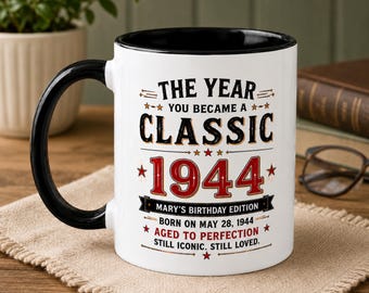 Personalized 1944 Birthday Mug, Born in 1944 Birthday Gift, 82nd Birthday Coffee Cup, Custom Any Year Mug