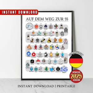 German 1970 Birthday Poster, Route to 55, 55th Birthday Gift, 55th Bday Party Decor, Road to 55 Years Ago Back In 1970 Print, Born in 1970