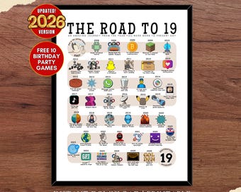 The Road to 19, 2007 Geburtstagsposter, 19.Geburtstagsgeschenk, 19.Geburtstagsdeko, Weg zu 19 Jahren, zurück ins Jahr 2007 | DIGITALE DATEI ZUM DRUCKEN
