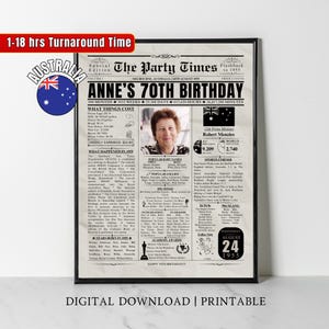 Custom 1955 AUSTRALIA 70th Birthday Newspaper Print Australian 70th Birthday Gift 1955 Birthday Poster 70 Years Ago Back in 1955 Wall Art