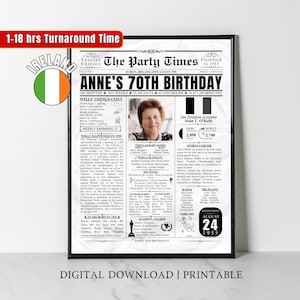 Custom 1955 Irish 70. Geburtstag Zeitung Poster Irland Fakt Vor 70 Jahren Zurück im Jahr 1955 70. Geburtstag Geschenkidee für Männer Frauen Mama Papa Elternteil