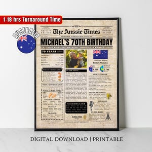 Custom 1955 AUSTRALIA 70er Geburtstag Zeitungsdruck Australier 70er Geburtstag Geschenk für Oma Opa Mum Dad vor 70 Jahren im Jahr 1955