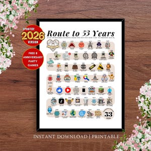 1973 53rd Anniversary Gift, 53rd Wedding Anniversary Poster, The Route to 53 Years Together, 53rd Party Decor, Married in 1973 Wall Art