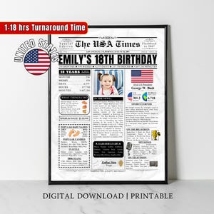 AMERIKANER 2007 Zeitung Poster 18 Geburtstag Geschenk für Sohn Tochter Männer Frauen