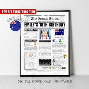 Personalisierte 18.Geburtstagsgeschenk für Ihn Sie, Zurück im Jahr 2007 Zeitung Poster Zeichen Sohn Tochter Männer Frauen, Australische 18.Geburtstags-Party Dekoration
