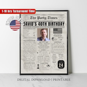 Impressão de jornal personalizada de 1985 dos EUA para o 40º aniversário, presente de aniversário americano de 1985 para ele, seu marido, esposa, homens, mulheres, 40 anos atrás, em 1985