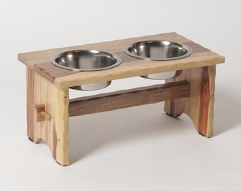 Raised 'Rustic' Dog Bowl Stand - Medium