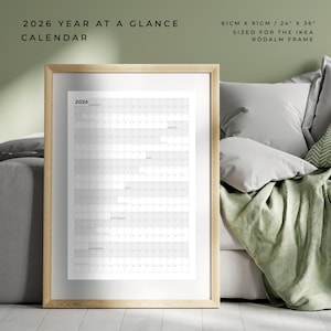 2026 Year at a Glance Wall Calendar | Productivity Essentials | Instant ...