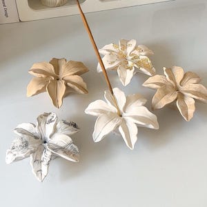 Lily flower Incense holder, custom colours effects | Handmade | Jesmonite | Incense trays | Neutral home Decor and gifts. image 1