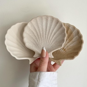 Sea shell scallop tray custom colour & effects, Handmade | neutral home decor and gifts.