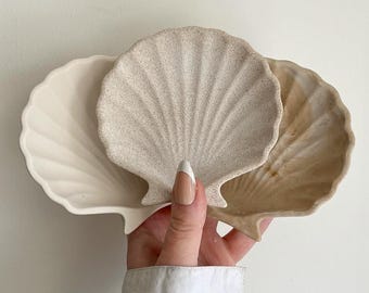 Sea shell scallop tray custom colour & effects, Handmade | neutral home decor and gifts.