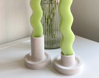 Candle stick holder set 2, choose different colour effects, Handmade | jesmonite | home decor and gift