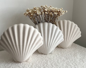 Vase en forme de coquillage, différents effets de couleur au choix, fait main | jesmonite | décoration d'intérieur et cadeau