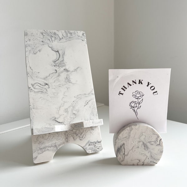 Phone stand, Marble effect, Handmade | Jesmonite | home decor and gifts