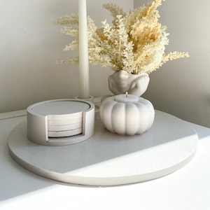 Large round tray, choose different colour effects, Handmade | jesmonite | Neutral home decor and gifts.