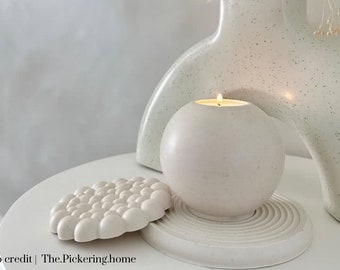 Large round Ball tea light holder, choose different colour effect, Handmade | jesmonite | home decor and gift