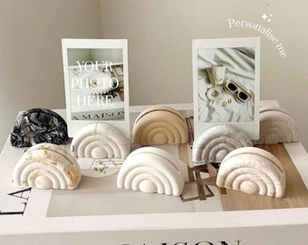 Polaroid Instax photo holder set of 2, Rainbow arch | Jesmonite, Unique gift idea, wedding place card holder