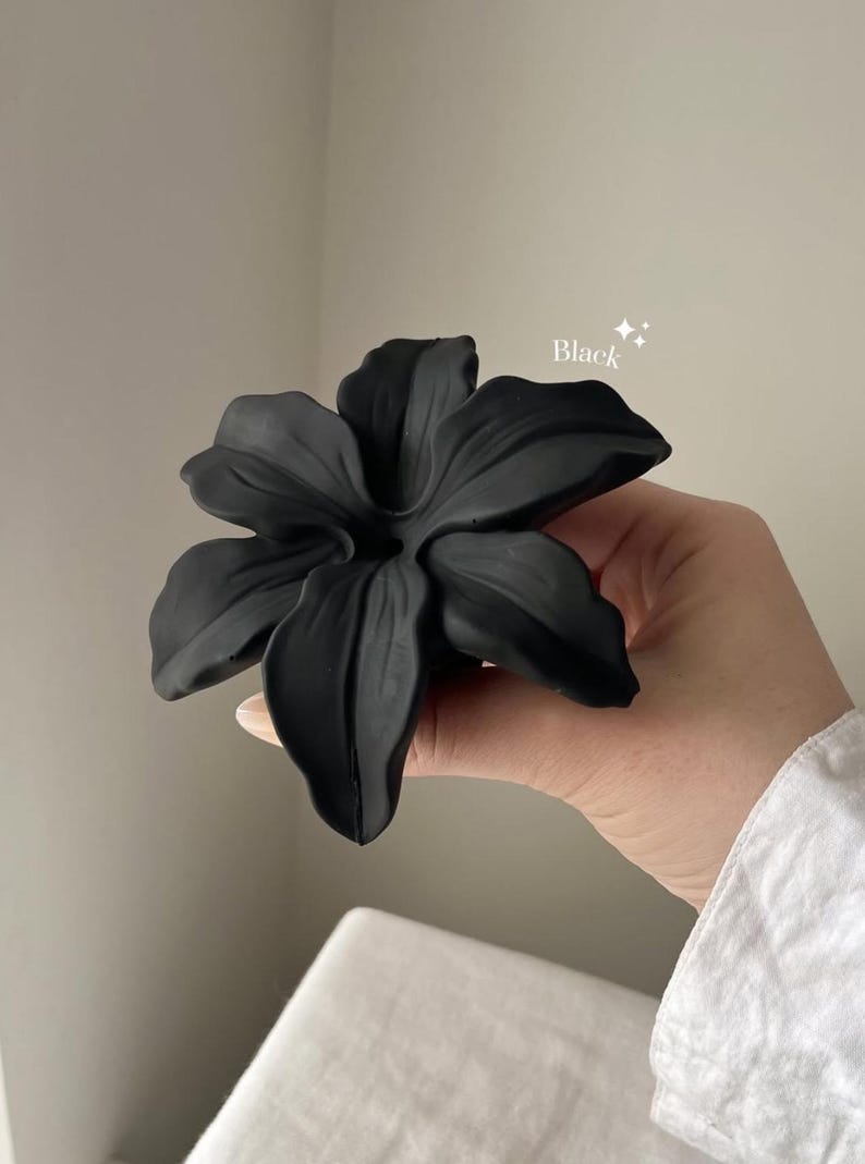 Lily flower Incense holder, custom colours effects | Handmade | Jesmonite | Incense trays | Neutral home Decor and gifts. black