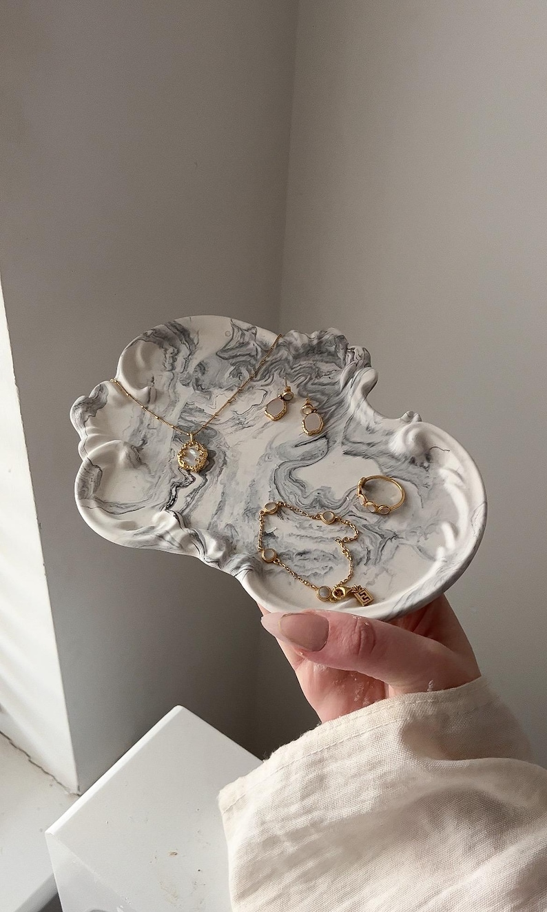 Vintage ornate decorative tray | Handmade, personalised decor & gifts light marble
