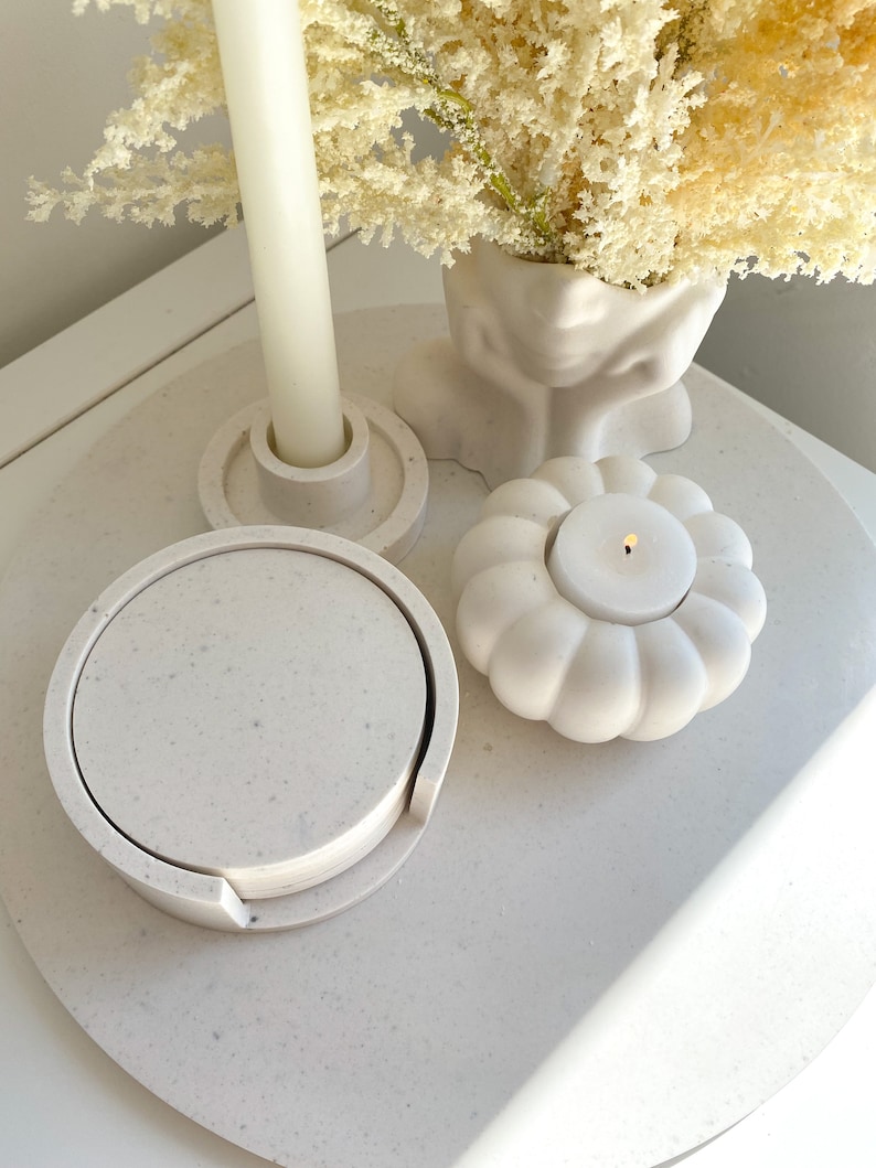Large round tray, choose different colour effects, Handmade | jesmonite | Neutral home decor and gifts. speckle