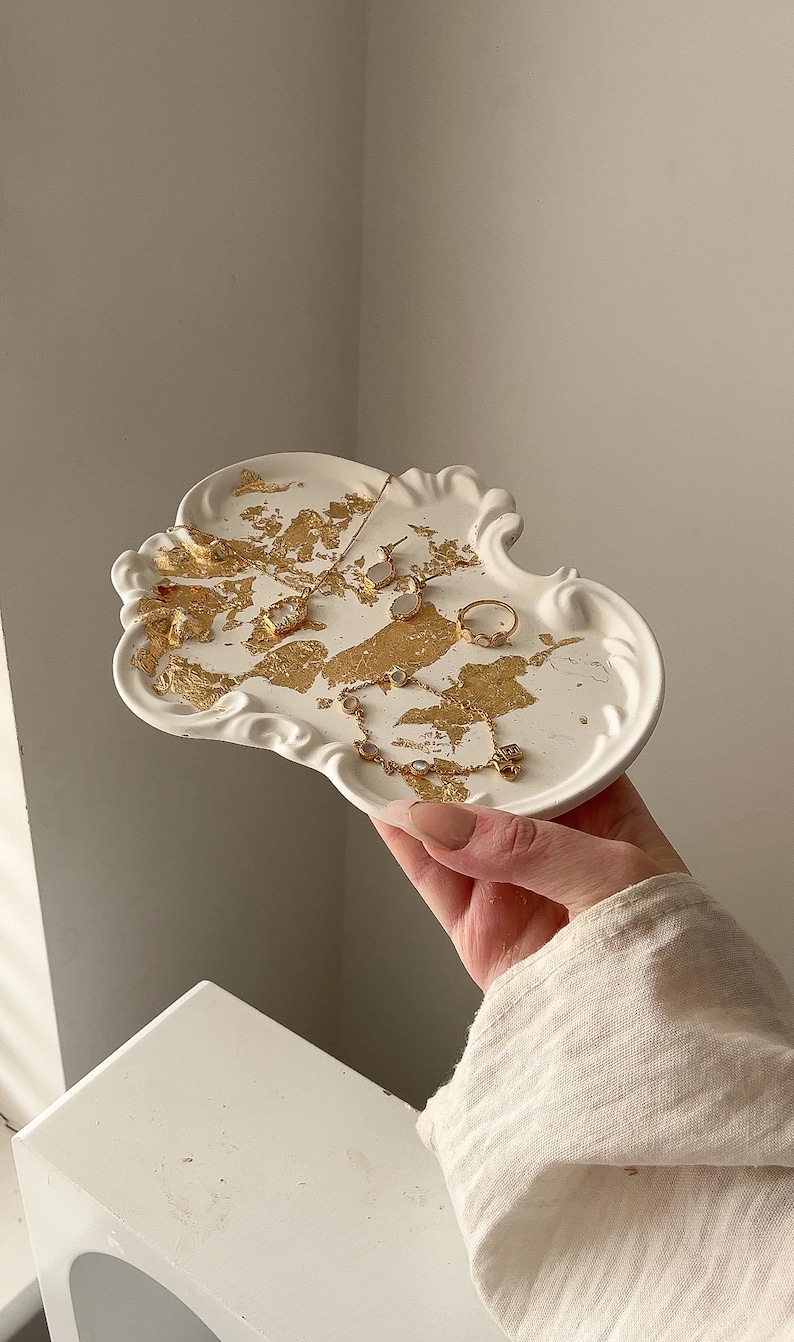 Vintage ornate decorative tray | Handmade, personalised decor & gifts gold flake