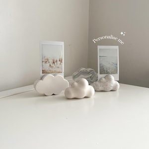 Polaroid photo holder set of 2 Cloud & bubble, personalised, custom colour effects | Handmade | Jesmonite | Neutral decor and gifts