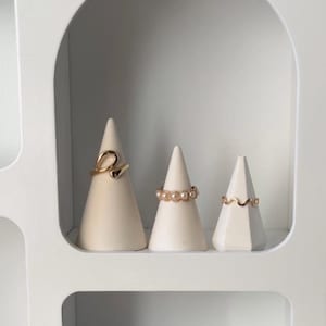 Cone ring holders set of 3, choose different colour effects, Handmade | Jewellery holders | neutral home decor and gifts.