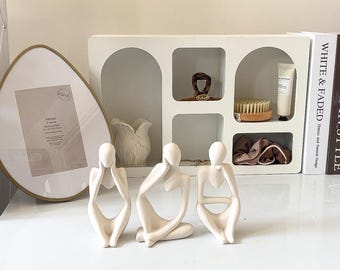 Lady statues set of 3, custom colour effects, Handmade | Jesmonite | neutral home decor and gifts.
