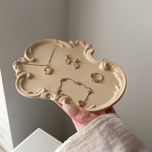 Vintage ornate decorative tray | Handmade, personalised decor & gifts beige