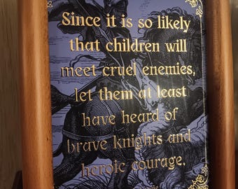 C.S. Lewis Quote Art Print, Blank Back with Envelope, Brave Knights and Heroic Courage, 4"x6"