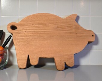 Pig-Shaped Hardwood Charcuterie and Serving Board, Custom Wood Options