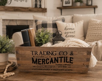 Large Wood Farmhouse Storage Crate, Reclaimed Wood or Pine