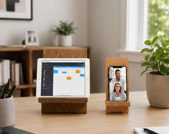 Hardwood Phone and Tablet Holders with Choice of Wood and Stain