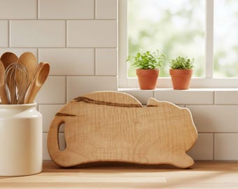 Cat-Shaped Hardwood Charcuterie and Cutting Board, Custom Wood Options