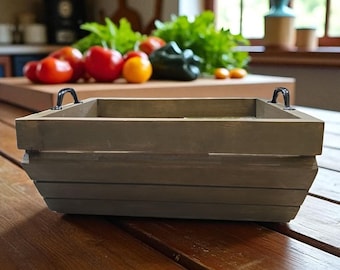 Pine Wood Storage Basket with Handle and Custom Stain