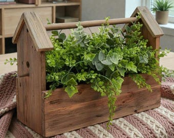 Birdhouse Toolbox Caddy for Farmhouse Storage and Centrepieces - Reclaimed Wood or Pine