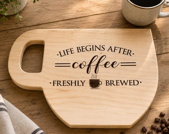 Reclaimed Hardwood Coffee Cup Tray with Stencil Option – Rustic Serving Decor