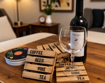 Reclaimed Pallet Wood Coasters, Set of 4