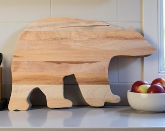Canadian Bear-Shaped Hardwood Charcuterie and Cutting Board, Custom Wood Options
