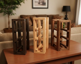 Chunky 3-Bottle Wood Wine Rack, Pine or Reclaimed Wood