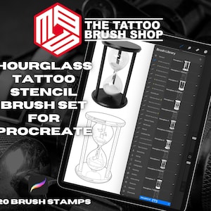 20 Hourglass Tattoo Stencil Brush Pack for Procreate