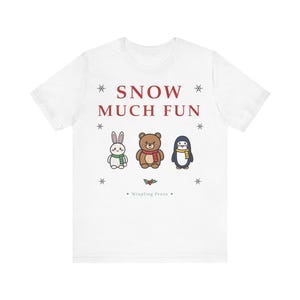 Christmas T-Shirt, Snow Much Fun Kawaii Winter Animals Tee, Cozy Winter Top image 2